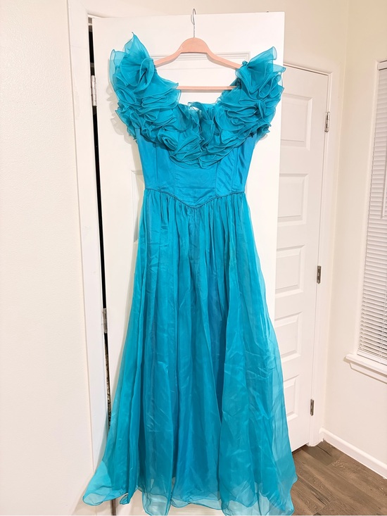 Mike Benet Dresses & Skirts - Teal Ruffle Off-Shoulder Prom Dress